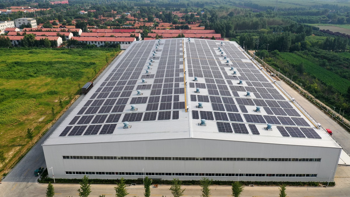 steel structure with solar panel roof