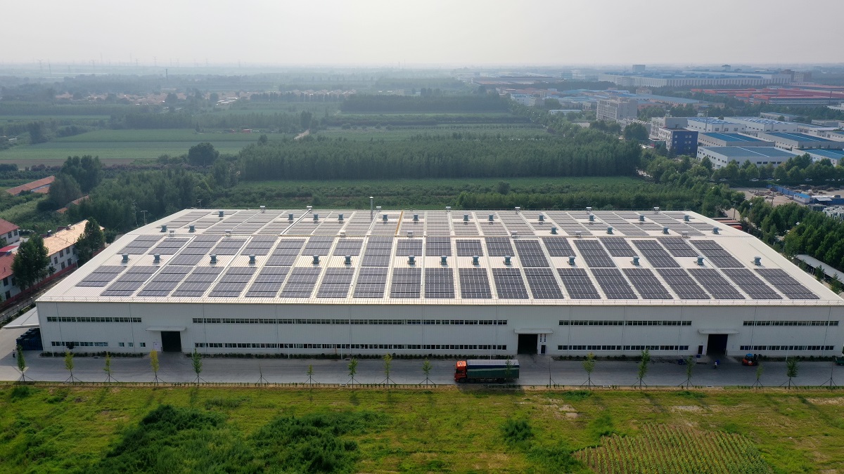 steel structure building with solar panel roof