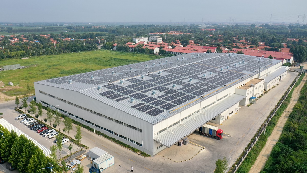 steel structure warehouse with solar panel roof